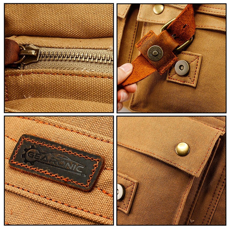 GEARONIC Men and Women Messenger Bag 15'' Laptop Satchel Vintage Rucksack Shoulder Leather Crossbody - Image 5